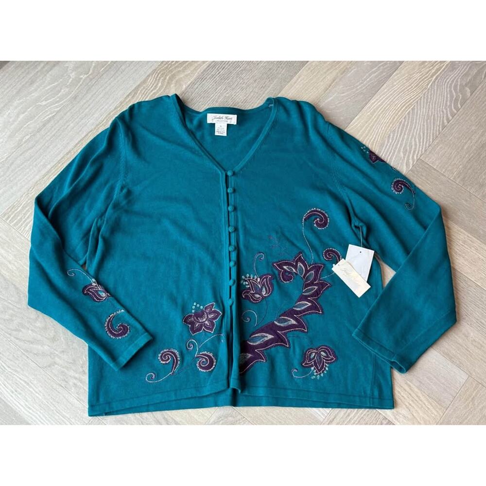 Women’s XL Judith Hart V-neck Knit‎ Linen Cotton Cardigan Sweater Button Up
